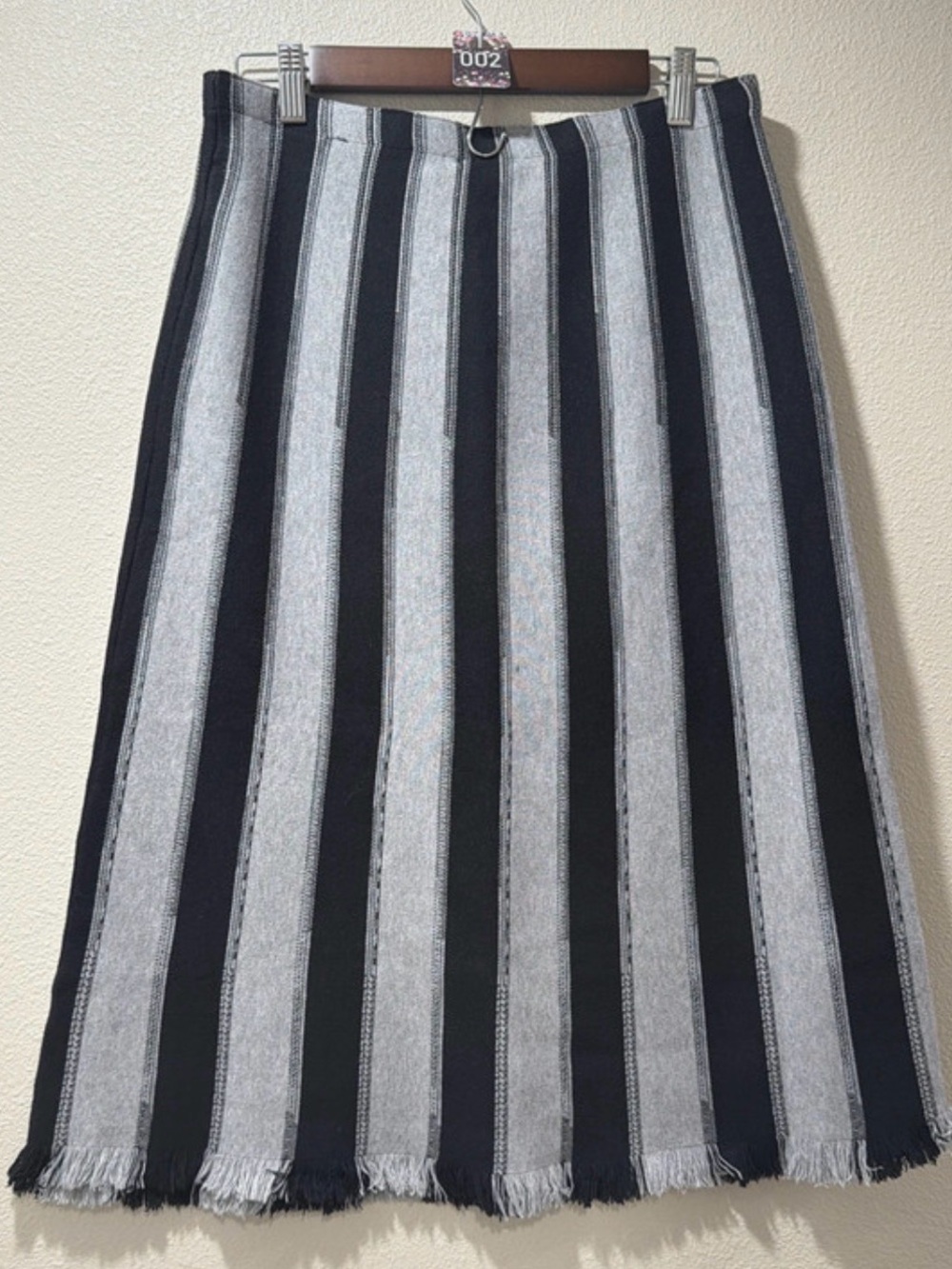 Milano Black and Gray Vertical-Stripe Maxi Skirt